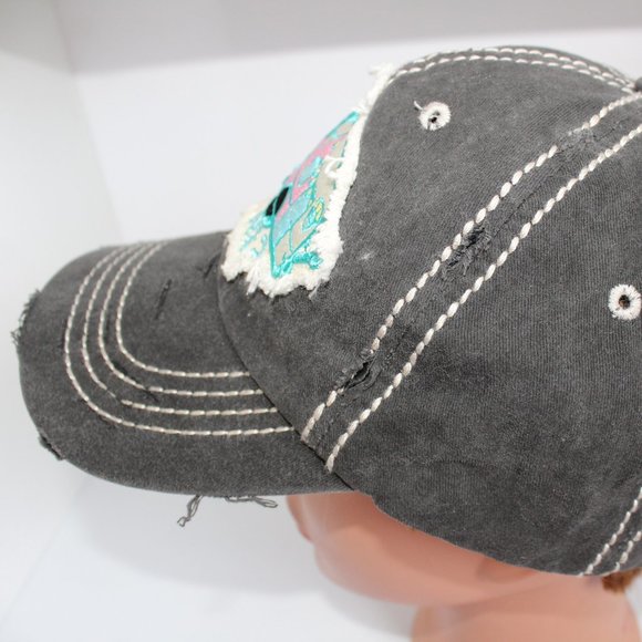 4350 District Black RV There Yet? Distressed Adjustable Strapback Baseball Hat - Picture 6 of 8
